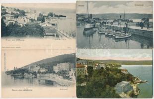 5 db RÉGI horvát városképes lap, 4 Abbazia és 1 Fiume / 5 pre-1945 Croatian town-view postcards