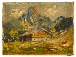 Katona jelzéssel: Alpesi ház. Olaj, vászon, 26×35 cm