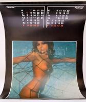 cca 1984 Hölgyek divatfotóit tartalmazó színes falinaptár + 2 db naptárból kivágott, erotikus fotóva...