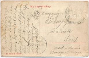 Pöstyén-fürdő, Piestany; Vasútállomás lovashintókkal. Leporellolap belül a Tüköry és Machovich villá...