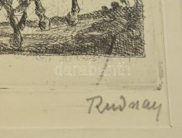 Rudnay Gyula (1878-1957): Lovas a pusztában. Rézkarc, papír, üvegezett keretben, utólagos jelzéssel,...