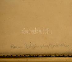 Rainerné Istvánffy Gabriella (1875-1964): Kutya macska barátság. Rézkarc, papír, jelzett, üvegezett ...