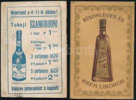 1932-1934 Grünfeld Ernő és Ilkovics Büfé, 2 db reklámnaptár