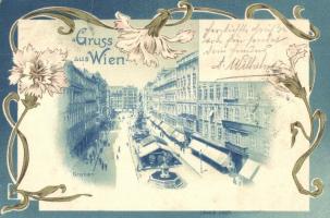 1899 Wien, Vienna, Bécs; Graben, E.B & G.i.B. floral, Art Nouveau litho