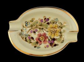 Zsolnay virágmintás porcelán tálka, kézzel festett, jelzett, hibátlan, 12x8,58 cm