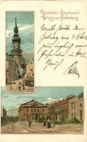 1901 Sopron, Oedenburg; Várostorony, Színház tér. L. F. Kummert Nr. 6201. litho s: Götzinger (EK)