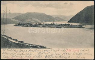 1902 Bego Mustafa, Kossuth Lajos megmentőjének, aki csónakkal átevezett vele Ada Kaleh szigetére, saját keze írása elküldött Ada Kaleh képeslapon. / Autograph signature of Bego Mustafa saver of Luis Kossuth