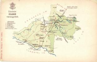 Csanád vármegye térképe, kiadja Károlyi Gy. / Map of Csanád County