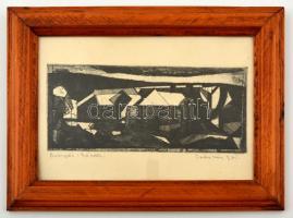 Olvashatatlan jelzéssel: Házak. Rézkarc, papír, jelzett, 22x10 cm