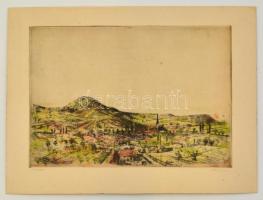 Ősz Dénes(1915-1980): Tavasz. Színezett rézkarc, karton, jelzett, 29×39 cm