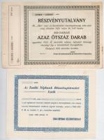 1923-1946. 3db-os részvényutalvány tétel: "Iker ipari és kereskedelmi részvénytársaság", &...