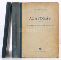 Dr. Széchy Károly: Alapozás I-II. I. kötet: Az altalaj, min építőanyag. II. kötet: Alapozások tervezése és építése. Bp., 1952, Közlekedési Kiadó. Kiadói félvászon-kötés, kopottas borítóval, de belül jó állapotban.