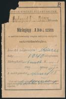 1902 Budapest, Magyar Királyi Államvasutak Józsefvárosi állomás mérlegjegye, sarokhiánnyal, 15x10 cm