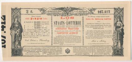 Ausztria / Bécs 1878. "Sorsjegy állam-sorsjátékra a közös hadsereg mozgósított tartalékosai s a...
