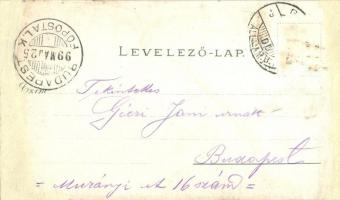 1899 Győr, Kármelita tér, Berecz Viktor kiadása. Floral, Art Nouveau litho (r)