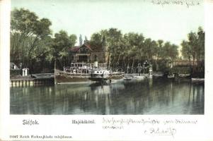 1903 Siófok, Hajókikötő, Baross gőzös, gőzhajó. Kiadja Reich Farkas