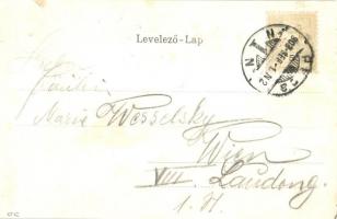 1903 Pécs, Nemzeti színház. Magyar zászlós litho keret (vágott / cut)