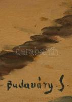 Budaváry Sándor (?-?): Terefere. Olaj, vászon, sérült keretben, 60×80 cm