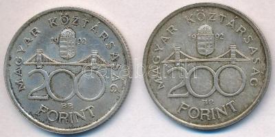 1992. 200Ft Ag "MNB" (2x) T:2 patina