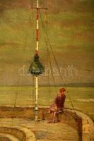 Basch Árpád (1873-1944): Őszi vihar a siófoki kikötőben. Olaj, vászon, jelzett, blondel kereteben, 4...