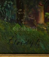 Élesdy István (1912-1987): Szigliget. Olaj, vászon (repedezett), jelzett, keretben, 60×80 cm