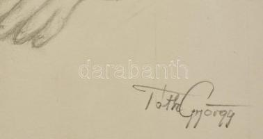 Tóth György: Fekvő akt. Ceruza, papír, jelzett, 29,5x42 cm