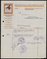1927 Berlin, Reinhold Schröther zongorakészítő díszes fejléces számlája, pecséttel, 28,5x22 cm / Decorative invoice of the Berlin-based company