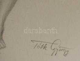 Tóth György: Akt székkel. Ceruza, papír, jelzett, 29,5x42 cm