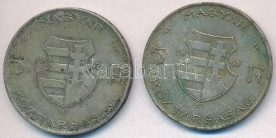 1947. 5Ft Ag "Kossuth" (2x) T:2,2- patina