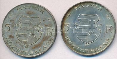 1947. 5Ft Ag "Kossuth" (2x) T:2,2- ph., patina