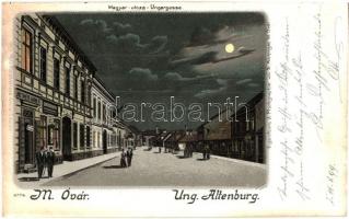 1899 Mosomagyaróvár, Magyaróvár, Ung. Altenburg; Magyar utca, este / Ungargasse. S. Aichinger litho