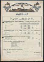 cca 1920 Weissbrod zongoragyár díszes fejléces árjegyzéke, 29x21 cm / Weissbrod pianos decorated price list