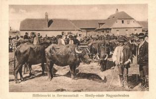 Nagyszeben, Hermannstadt, Sibiu; Bivaly-vásár. Jos. Drotleff / Büffelmarkt / Targ de bivolite / buffalo fair