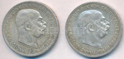Ausztria 1912. 2K Ag "Ferenc József" + 1913. 2K Ag "Ferenc József" T:2-,3 kis patina Austria 1912. 2 Corona Ag "Franz Joseph" + 1913. 2 Corona Ag "Franz Joseph" C:VF,F small patina Krause KM#2821