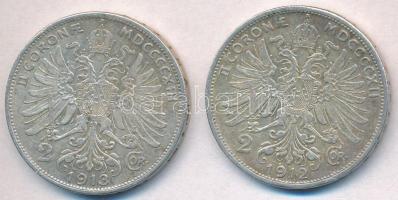Ausztria 1912. 2K Ag "Ferenc József" + 1913. 2K Ag "Ferenc József" T:2-,3 kis pa...