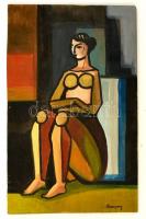 Barcsay jelzéssel: Ülő nő, olaj, farost, 41,5×26 cm