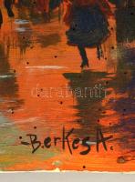 Berkes jelzéssel: Őszi alkony a sétányon, olaj, farost, 36,5×68 cm