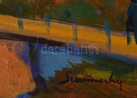 Olvashatatlan jelzéssel: Főtér, olaj, farost, sérült, 35,5×45 cm