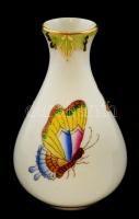 Herendi Viktória mintás porcelán mini váza, kézzel festett, jelzett, hibátlan, m: 6,5 cm