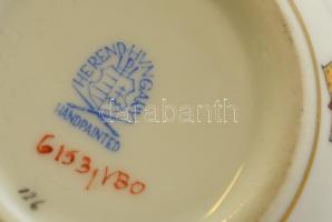 Herendi Viktória mintás porcelán rózsás bonbonier, kézzel festett, jelzett, hibátlan, m: 7 cm, d: 4,...