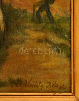 Király Béla (1902-1985): Falusi utca részlet. Olaj, vászon (sérült, javított), jelzett, keretben (sé...