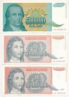 Jugoszlávia 1993. 500.000-5.000.000.000D (6x) T:II-III szép papír Yugoslavia 1993. 500.000-5.000.000.000 Dinara (6x) C:XF-F nice paper