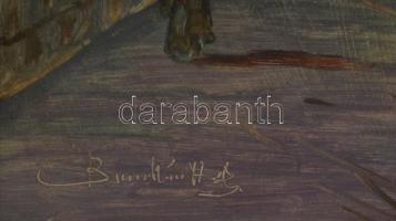 Olvashatatlan jelzéssel: Arab utca részlet. Olaj, karton üvegezett keretben, 50×34 cm