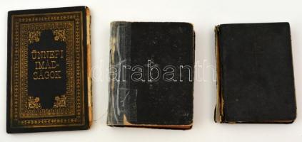 3 db imakönyv, köztük egy héber is: Áldjuk az Urat! (1968); Szent vagy, Uram! (1943); Mákzó imádságos könyv (1897). Példányonként változó állapotban.
