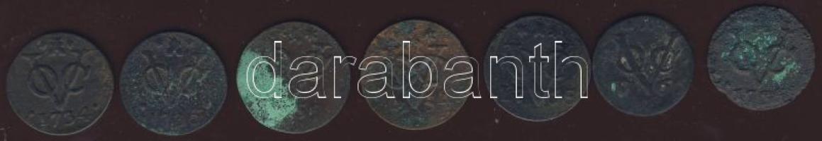 Kis tétel Holland Kelet-India/Zeeland tartományi címerrel 1734-1766. 1D (7x) T:2/3,3,4