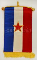 Jugoszláv kétoldalas asztali zászló, 27x15 cm