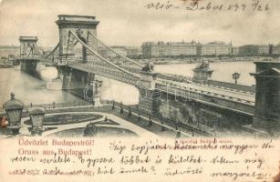 1899 Budapest. Lánchíd Budáról nézve (EK)