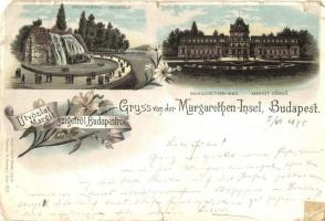 1895 (Vorläufer!) Budapest, Gyógyforrás, Margit-fürdő, Louis Glaser, floral, litho (b)