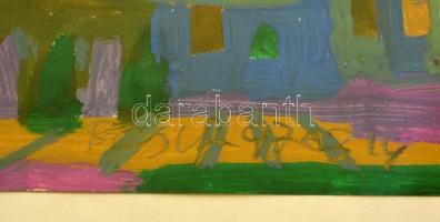 Cs. Németh Miklós (1934-2012): Tájkép, akvarell, papír, jelzett, üvegezett fa keretben, 11×19,5 cm