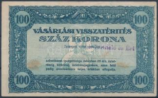 ~1920. 100K Vásárlási visszatérítés Magyar Cserkészet Termelő és Ért. felülbélyegzéssel T:III